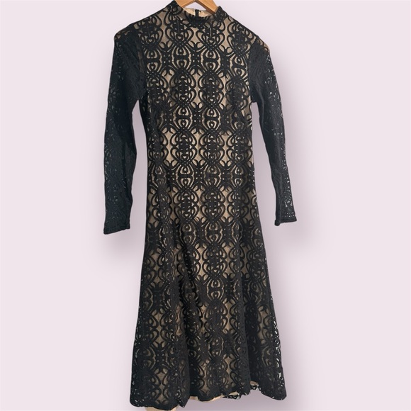 Forever 21 Black Sheath Midi Dress with Mock Neck - Picture 1 of 2